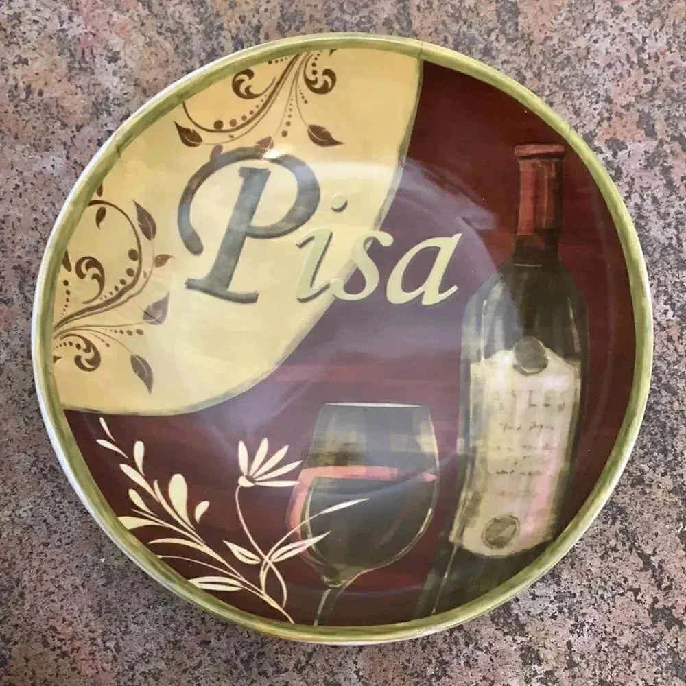 Pasta Bowls Set 2 Pisa Siena 81/2 Inch Round Serving Display Italian Decoration